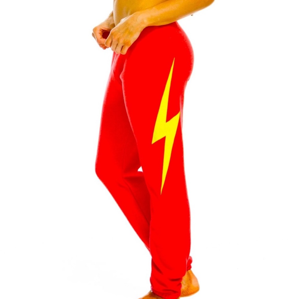 Aviator Nation Neon Bolt Red Sweatpants M
